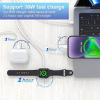 TOP-UP Apple Watch Charger USB C with 30W PD Fast Wall Plug – 4 in 2 Magnetic Charging Cable for iWatch Series 11–1/SE/Ultra, iPhone 17/16/15/14, iPad, Multi Charging Cord for Travel 6FT