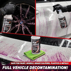 Carfidant Iron Ignitor - Iron Remover & Wheel Cleaner - Color-Changing Purple Decon Spray for Brake Dust, Rust, Fallout - Safe on Paint, Rims & Metal - Car Detailing - pH Neutral - 16oz