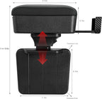 Car Armrest Storage Box with Cup Holder, Adjustable Leather Auto Seat Gap Filler Armrest Extender Pad, Liftable Forearm Wrist Support Center Console Storage Case for SUV Truck (Black)