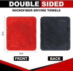 Hahafelt 6 Pcs Dual Side Microfiber Car Wash Pad 9'' x 8'' Double-Twist Pile Absorbency Drying Towels for Car Motorcycle SUV Truck