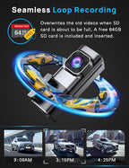 Navycrest 4K Dash Cam Front and Rear with 64GB Card, Built-in 5G WiFi, Dash Camera for Cars 4K Front and 1080P Rear, Dashcams for Cars Loop Recording, Gravity Sensor, 24-Hours Parking Mode
