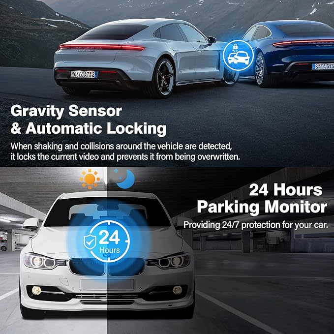 Miden 4K+4K Dash Cam Front and Rear,Free 64G SD Card,2160P+2160P UHD Dual Dash Camera for Cars,176°+160°Wide Angle,3.5'' IPS Screen Dashcam,Loop Recording,G-Sensor,WDR,Night Vision,24H Parking Monitor