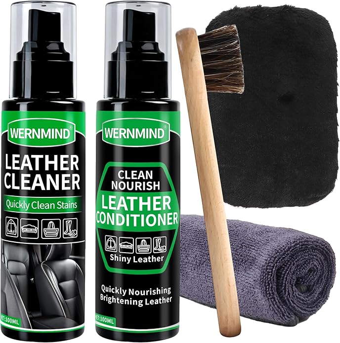 Leather Cleaner and Conditioner Cream Care Kit for Car Interiors Seats,Couches,Purses,Bags,Jackes,Boots