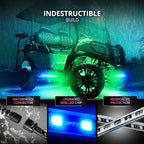 OPT7 Aura 12V DreamColor Underglow Chasing Lights for Golf Cart w/APP & Remote Control, Waterproof Rigid Aluminum Light Bar, Decorative RGB-IC Car LED Lighting Kit, EZGO Yamaha Club Car Universal Fit