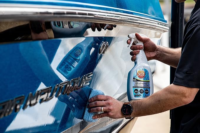 303 Products Marine Graphene Nano Spray Coating - Next Level Protection - Enhances Gloss and Depth - Reduces Water Spotting - UV Ray Protection- Safe to Use in the Sun - 32 fl. oz. (30251), White
