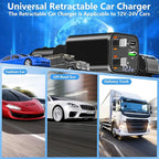 [Apple MFi Certified] Retractable Car Charger USB C, Rombica 120W USB C Car Charger 4 in 1 PD/QC Type C Fast Charging Cigarette Lighter Adapter for iPhone 17/17 Pro/16/15/14/13/12/Galaxy S26/S25/Pixel