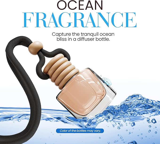 Ocean Fresh Car Air Freshener | Long Lasting Hanging Car Freshener with Vent Clip | New Car Fragrance, Slow-Release Aroma Technology, Adjustable Scent Intensity | Scented Interior Diffuser by Perfa