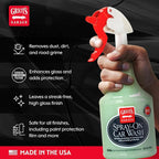 Griot's Garage Spray-On Car Wash for Vehicle Cleaning and Detailing, Rinseless and Waterless, No Hose and Bucket Needed, With Carnauba Wax Protection, 11065, 35oz
