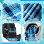 Hahafelt 2 Pack Car Seat Towel Covers with Storage Bag, 63 x 32 Inch Universal Non Slip Waterproof Sweat Protector for Car Truck, Gym Swimming Running, Machine Washable (Blue Plaid)