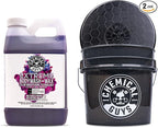 Chemical Guys CWS20764BB Basic Car Wash & Bucket Bundle - Extreme Bodywash & Wax Foaming Car Wash Soap, 64 oz (Half Gallon) Grape Scent + Heavy Duty Smoked Obsidian Black Detailing Bucket (2 Items)