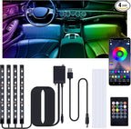 Car Led Lights Interior, Interior Car Lights with USB Adapter, 5V LED Strip Light with Smart APP Remote Control, Sync Music, Color Change Cars Light for Inside, Cars Accessories for Women Men