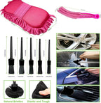 Car Detailing Kit-Car Wash Kit-Detailing Brush Set- Cleaning Kits with Windshield Cleaner and Wash Sponge-Car Interior Cleaning Kit-Car Cleaning Supplies for Windows, Dashboard, Air Vents (pink)