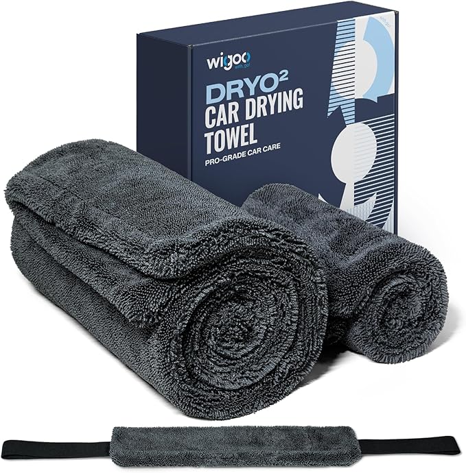 Wigoo Microfiber Car Drying Towels 36" x 24" [1300GSM Ultra-Absorbent, No Streaks & Scratches] Dual-Sided Edgeless Cleaning Towel with Twisted Loop, for Auto Detailing, Car, SUV, Truck (3-Size Set)