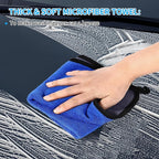 Wontolf 62'' Car Wash Brush With Long Handle - Chenille Microfiber Mop Mitt, Cleaning Kit, Windshield Window Squeegee, Duster, Microfiber Towels, Wheel Tire Brush for Cars, RV, Truck, Boat