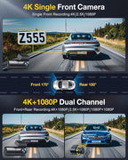 GKU Dash Cam Front and Rear Camera,4K+1080P, 5.8GHz WiFi & GPS Dash Camera for Cars,with 64G SD Card,1.47" Display Dashcam, 24HParking Mode,App,Super Night Vision,Support Max 256GB (D600Pro)