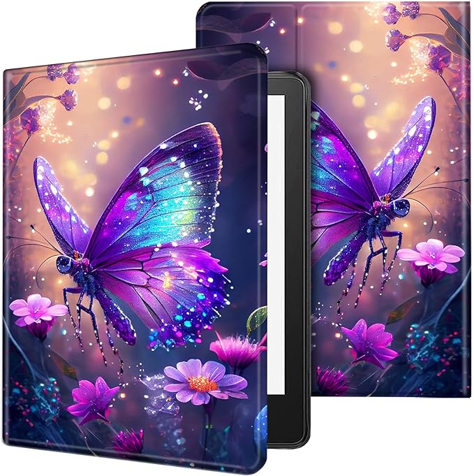 Case for 6" Kindle 11th Generation Case 2024/2022 Release,Leather Slim Folio Adjustable Stand Cover with Auto Wake/Sleep for Basic Kindle 2024/2022 11th Gen e-Reader,Glitter Butterfly