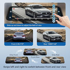 4K Mirror Dash Cam with Carplay&Android Auto,10" Rear View Mirror Camera for Cars/Trucks with Voice Control/Real 64GB Card/Touch Screen/Parking Monitor/Reverse Assist/Dual Loop Record/WDR Tech