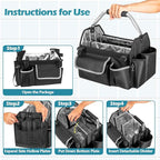 HODRANT Wearable Cleaning Caddy Organizer, Cleaning Supplies Bag with Divider & Support Pad, Cleaner Tote with Handle & Detachable Shoulder Strap, Housekeeping Storage Box with Multi Pockets, Bag Only