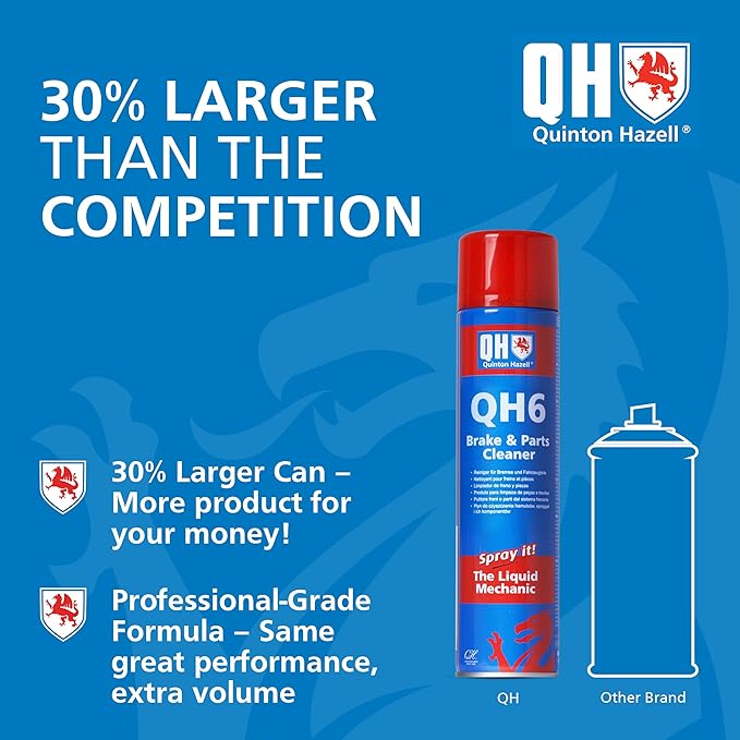 Quinton Hazell Brake Cleaner Spray Can 20.3 fl oz - QH6 Non-Chlorinated Automotive Brake Parts Cleaner, High Strength Formula for Professional and DIY Use (Pack of 2)