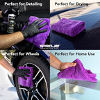PROJE' PurplePRO - Purple Microfiber Drying Towel for Cars - Ultra Absorbent Cleaning Cloth - Auto Exterior & Interior Detailing Towel - 500 GSM 16in x 16in - (Pack of 6)