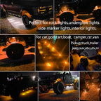 10 Pcs Amber LED Rock Strip Lights,Wheel Well Underglow Lighting Kits,Car Rock Lights Exterior Side Marker Lights for Wrangler Truck Golf Cart RV RV SUV Offroad