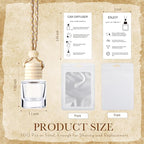 Boao 200 Sets Hanging Car Air Freshener Diffuser Bottles with Instruction Card and 4 x 6'' Resealable Holographic Bag for Empty Car Essential Oil Perfume Bottles Packaging (Cylinder)