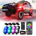 OPT7 Photon RGB LED Magnetic Rock Lights w/Bluetooth APP & Remote - 4 Pods Aluminum Frame Wide Angle Underglow Kit, IP68 Waterproof for Offroad Jeep SUV ATV UTV - Truck Decorations