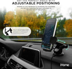 iHome Car Mount, Dashboard/Windshield/Vent Mount, Swivel Neck, Silicone Grip, Adjustable Mount Arm with Suction Cup Base (Wireless Charging Car Mount)