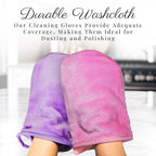 EcoSol Designs - Microfiber Mittens, Ultra-Soft Body Exfoliator Lathering and General Cleaning Dusting Must-Have, Thick Exfoliant Glove 2-Pack with Hanging Loops, Pink and Lavender, 6 x 9 inches Each