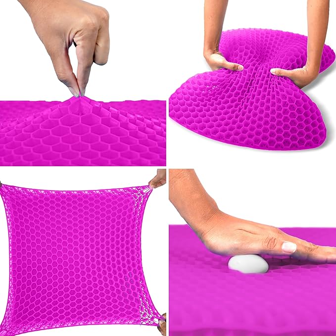 EcoNour Gel Seat Cushion for Long Sitting (Large & Thick) - Pressure Relief Honeycomb Cushion for Back, Sciatica, Coccyx, Hip & Tailbone Pain | Cushion for Office Chair pad, Wheelchair & Car