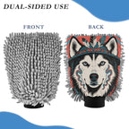 Tribal Style Husky Dog Car Wash Mitts Scratch Free Wash Mitt For Cars Car Cleaning Wash