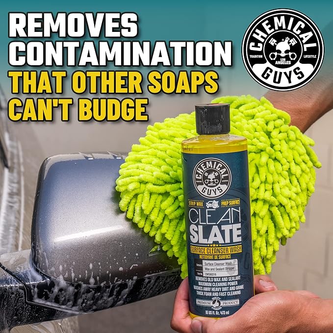 Chemical Guys CWS80364 Clean Slate Deep Surface Cleaning Car Wash Soap (Removes Old Car Waxes, Glazes & Sealants for Superior Surface Prep), 64 fl oz (Half Gallon), Citrus Scent
