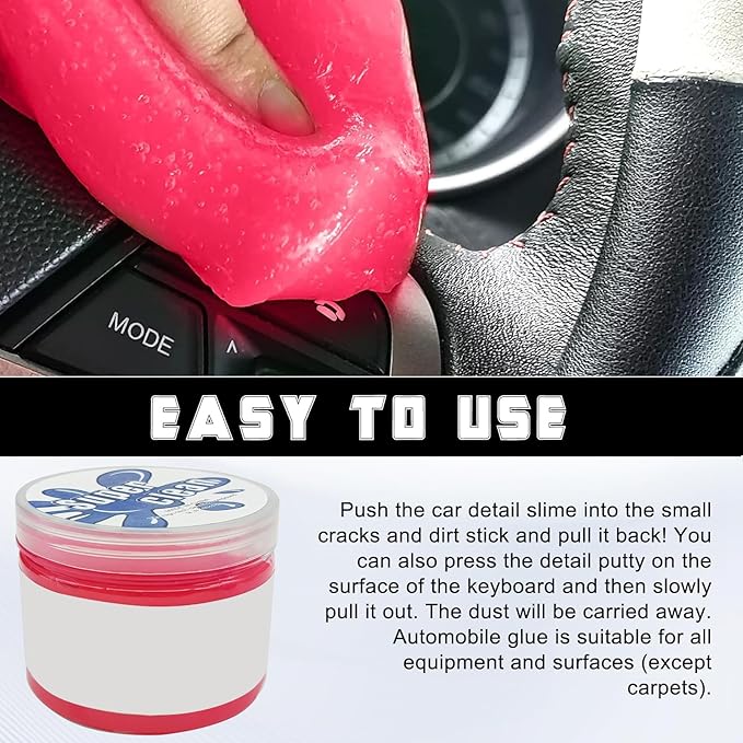 Car Cleaning Gel Clean Putty, Universal Auto Interior Cleaner Slime, Auto Detailing Tools Accessories for Cleaning Vehicle Interiors/Electronic Products/Homes/Offices, Gifts for Men Women (Pink)