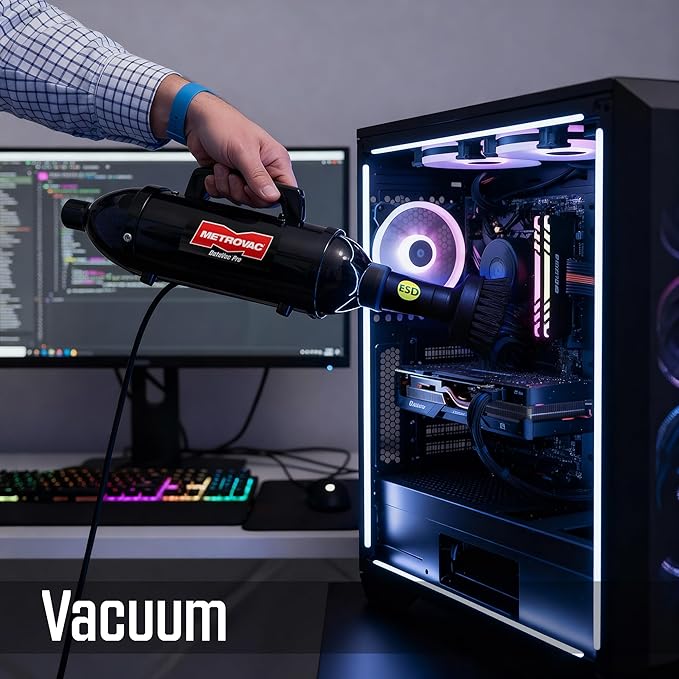 METROVAC DataVac® ESD Safe Pro Series MDV-1ESD, Compact Computer Vacuum & Blower for Electronics, Anti-Static, HEPA Filtration, and Durable
