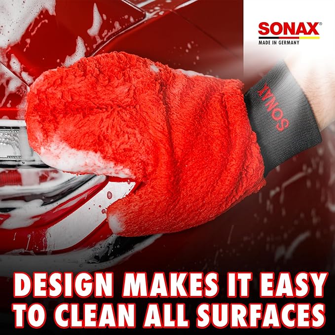 SONAX Microfibre Wash Glove (1 Piece) - Practical Car Wash Glove for The Gentle and Thorough Cleaning of Vehicle External Areas. Durable and Machine Washable | Item No. 04282000