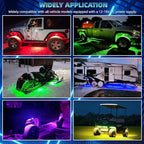12 Pods RGB LED Rock Lights for Trucks Pickup Offroad Golf Cart SUV UTV, 6500K Super Bright, IP68 Waterproof, Segmented Color Change APP Control Underglow Kit with Power Swith Extension Wires, 12V