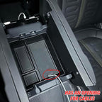 Lower Center Console Organizer Tray with Cup Holder/Armrest Organizer Storage Box Compatible with 2026 2025 2024 2023 2022 Rivian R1s R1t Interior Insert Accessories, Black - 2 Pack