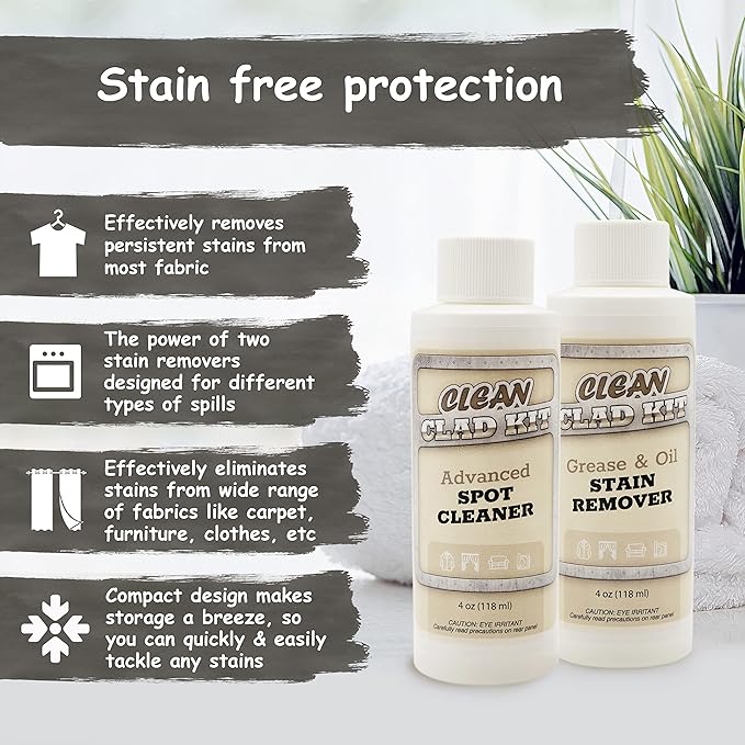 Stir Technologies Upholstery Cleaner Kit – 2-Pack Stain Removers for Couch, Sofa, Car Seats & Carpet – Targets Grease, Food, Oil, Beverage & Makeup Stains – Auto Interiors & Home Use – Made in USA