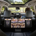 Floral Highland Cow Car Trunk Organizer Sturdy Trunk Hanging Storage Bag with 4 Compartments Backseat Car Organizer for SUV,Truck,Van