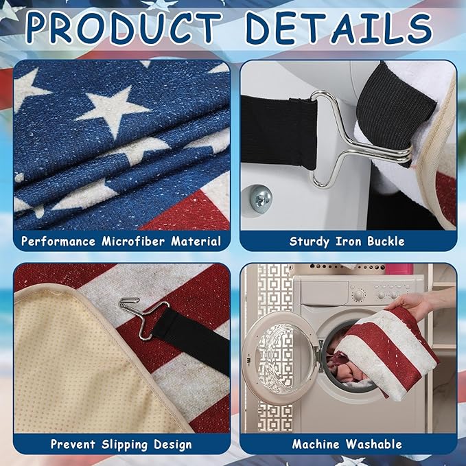 Car Seat Cover Towel Non Slip Back Seat Car Seat Towel Performance Microfiber Athletic Running Towel Washable Seat Cover for Gym Workout Sweat Outdoor Sport Beach Hiking Yoga (American Flag)