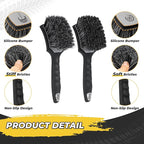 Wheel and Tire Brush Detailing Kit, Soft Rim Brush & Stiff Tire Brush with Silicone Bumper Guard, Non-Slip Ergonomic Handle Car Wash Set for Alloy Wheels, Fenders, Mats