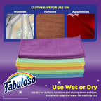 Fabuloso Microfiber Cleaning Cloths for Home & Car, Lint-Free Scratch-Free Rags for Glass, Kitchen & Wood, Reusable Machine Washable, Absorbent for Dusting & Wiping, Rainbow, 13 x 13 in, 24 Ct - 2 Pk