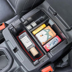PIMCAR Center Console Organizer for Jeep Wrangler JL/JLU (2018-2026) & Gladiator JT (2020-2026) | Armrest Storage Tray | Interior Accessories (Not for JK/JKU) | Red Liner Trim