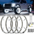 Nilight 4PCS 17inch Double Row LED Wheel Ring Lights Pure White with Remote Control w/Turn Signal Braking and Reverse Function Dual Row for Car Van SUV Truck