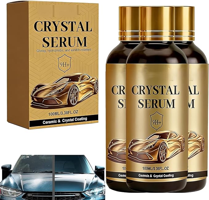 PTZ Crystal Serum, Graphene Ceramic Coating for Cars, 9H Hardness Spray Coating, Crystal Gloss Auto Coating Liquid for Paint, Glass & Wheels, Easy DIY Car Detailing (3Pcs)