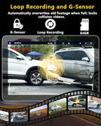 4K 3 Channel Dash Cam Front and Rear Inside, 360 Degree Dash Camera for Cars with 5GHz WiFi & App Control, 2160P+1080P+1080P Triple Dashcam with 64GB Card, G-Sensor, Night Vision, WDR, Parking Monitor