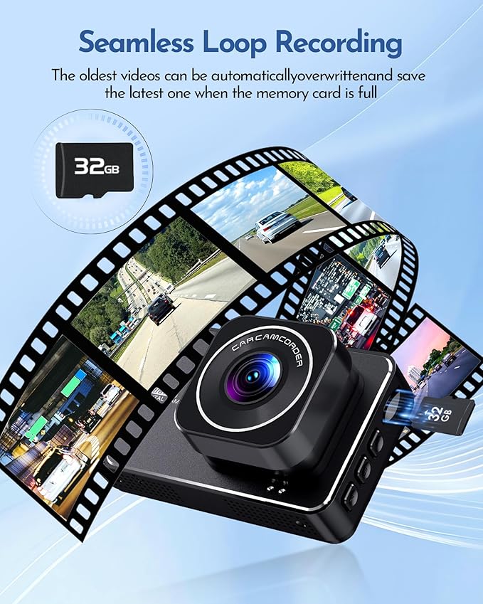PGYIOO！Dash Cam, 4K Dash Cam Front and 2.5K Rear, Dash Camera for Cars with APP, 3" IPS Display Car Camera, 175°+160°Wide Angle, Night Vision, 24H Parking Mode, Loop Recording, 32GB Card