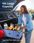 HOTOR Trunk Organizer for Car - Car Organizer, Foldable Trunk organizer for SUVs & Sedans, Sturdy Organization for Car Accessories, Tools, Sundries, Blue, 2 Compartments, 23.6"×14.2"×10.6"