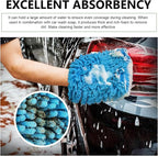 MLY Microfiber Car Wash Mitt, Double-Sided Plush Green Mitt Kit Cleaner, Car Wash Mitt Scratch Free for Car Washing and Home Cleaning (7.12" x 10.14" # Blue)