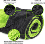 Car Care Extreme Oversized Microfiber Car Wash Drying Towel, Premium XL Shammy Towel, Ideal for Car Cleaning, High Absorbency, 34"x25" Size